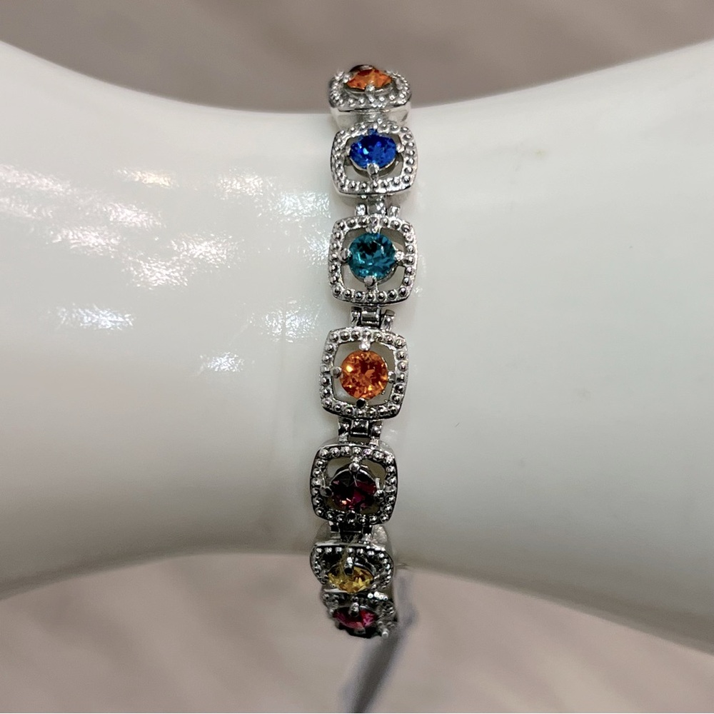 SWAROVSKI Multicolor Crystal Silver Link Bracelet - Picture 6 of 15